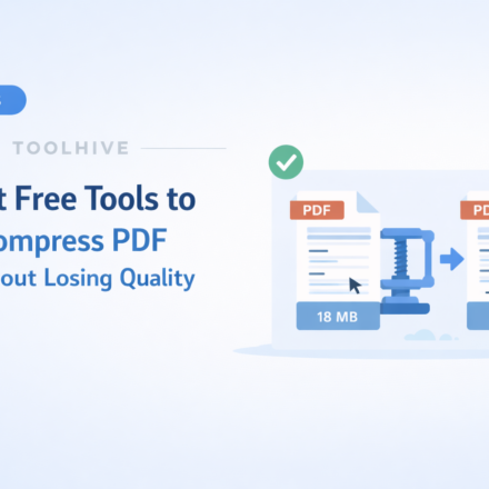 Illustration of compressing a PDF file from large to small size without losing quality using online tools